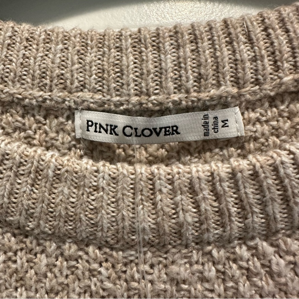 Pink Clover Cream Crew Neck Sweater - Picture 2 of 5